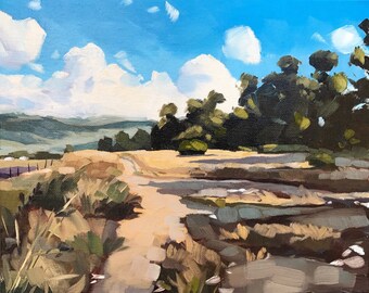 California Oil Painting - 8x10 - Carpinteria Landscape painting by Sharon Schock