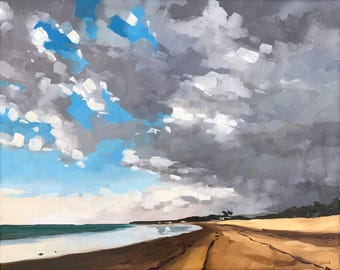 California Seascape Oil Painting - 16x20 - Landscape painting by Sharon Schock