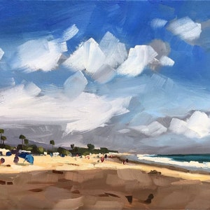 Late Afternoon Beach, Canvas Art Print - Santa Barbara Oil painting by Sharon Schock 9x12, 12x16, 18x24