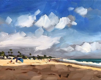 Late Afternoon Beach, Canvas Art Print - Santa Barbara Oil painting by Sharon Schock 9x12, 12x16, 18x24