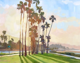 Sunrise on Cabrillo Art Print - Santa Barbara Oil painting by Sharon Schock 9x12, 12x16, 18x24