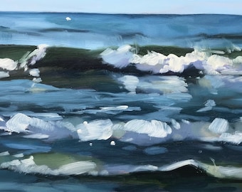 Waves Art Print - Santa Barbara Oil painting by Sharon Schock 10x20, 12x24