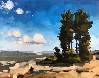 Mammoth Mountain California Oil Painting - 8x10 - Landscape painting by Sharon Schock