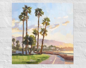 Santa Barbara Palm Tree Art Print – Coastal California Oil Painting