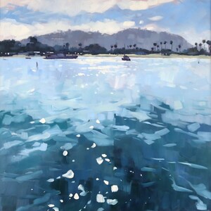 Santa Barbara Sparkle Art Print - Ocean Oil painting by Sharon Schock 8x8, 12x12, 16x16, 20x20