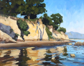 Leadbetter Beach Reflections Art Print - Santa Barbara Oil painting by Sharon Schock 8x10, 11x14, 16x20, 24x30