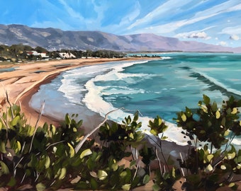 Santa Barbara Shoreline Art Print - Santa Barbara Oil painting by Sharon Schock 9x12, 12x16, 18x24