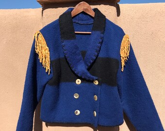 Vintage Wool Coat with Leather Tassels
