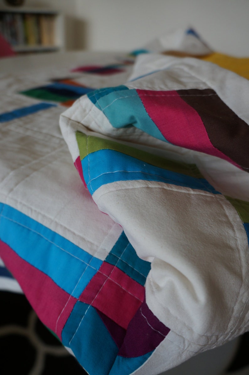 Modern baby gender neutral geometric quilt Irish baby Lap Quilt Multicoloured Bedding Sunflower Yellow