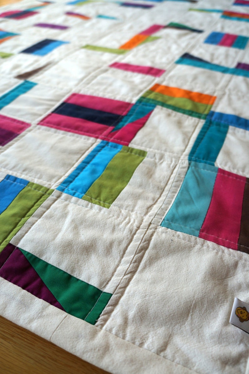 Modern baby gender neutral geometric quilt Irish baby Lap Quilt Multicoloured Bedding Sunflower Yellow