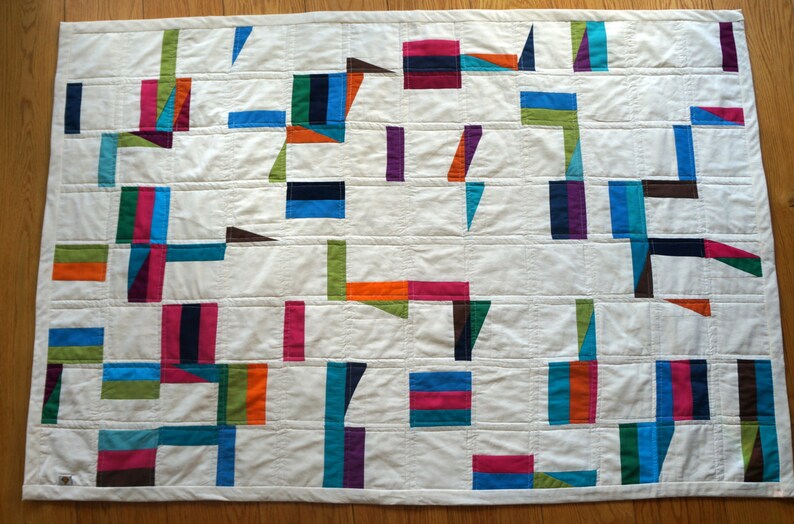 Modern baby gender neutral geometric quilt Irish baby Lap Quilt Multicoloured Bedding Sunflower Yellow