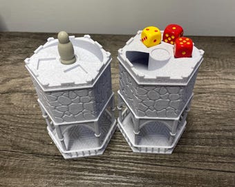 Unofficial Settlers of Catan Theme Dice Tower Hex Piece for 2 and 3 Dice Play