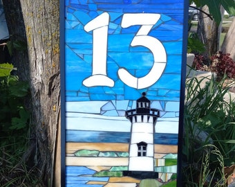 Custom House Numbers Stained Glass Mosaic