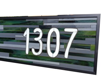 Custom Stained Glass Mosaic House Number Plaque