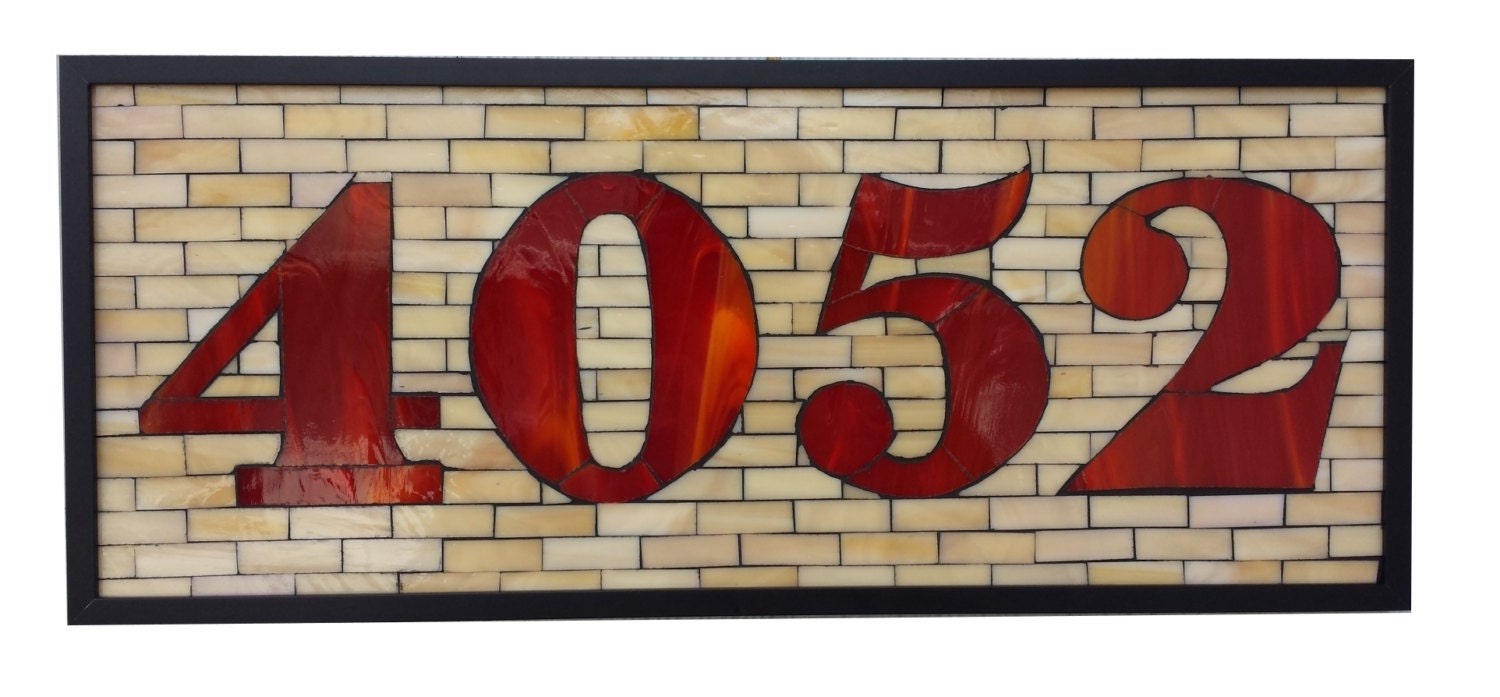 Custom House Numbers in Stained Glass Mosaic