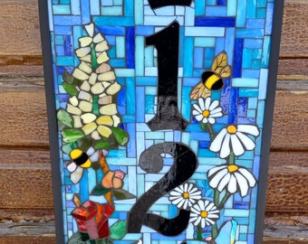 Custom House Numbers Stained Glass Mosaic