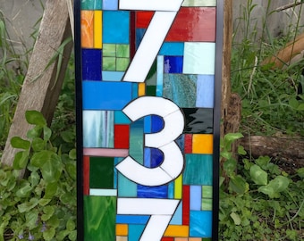 Custom Stained Glass Mosaic House Number Plaque
