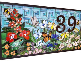 Custom House Numbers Stained Glass Mosaic