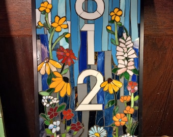 Custom House Number Stained Glass Mosaic
