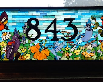 Custom House Numbers Stained Glass Mosaic