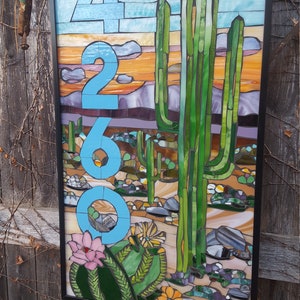 Custom House Numbers Stained Glass Mosaic image 1