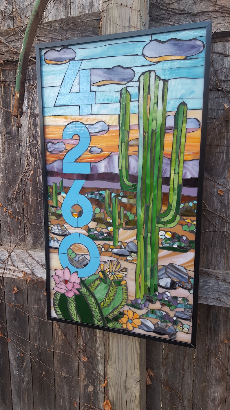 Custom House Numbers Stained Glass Mosaic image 1