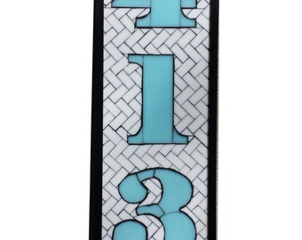 3 Digit Custom House Numbers in Stained Glass Mosaic