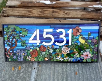Custom House Numbers Stained Glass Mosaic