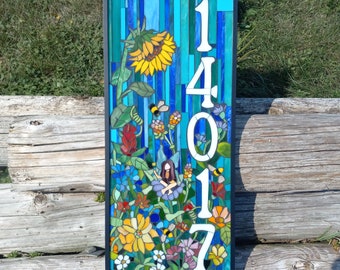 Custom House Numbers Stained Glass Mosaic