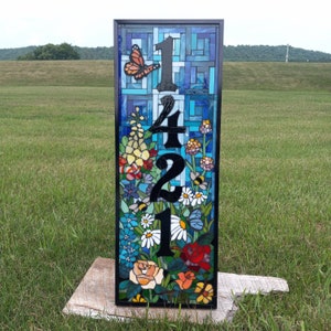 Custom House Numbers Stained Glass Mosaic