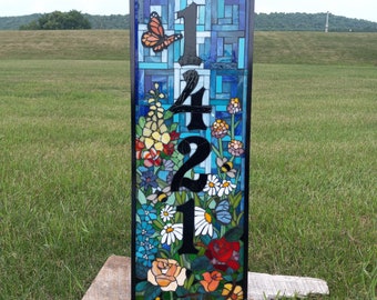 Custom House Numbers Stained Glass Mosaic