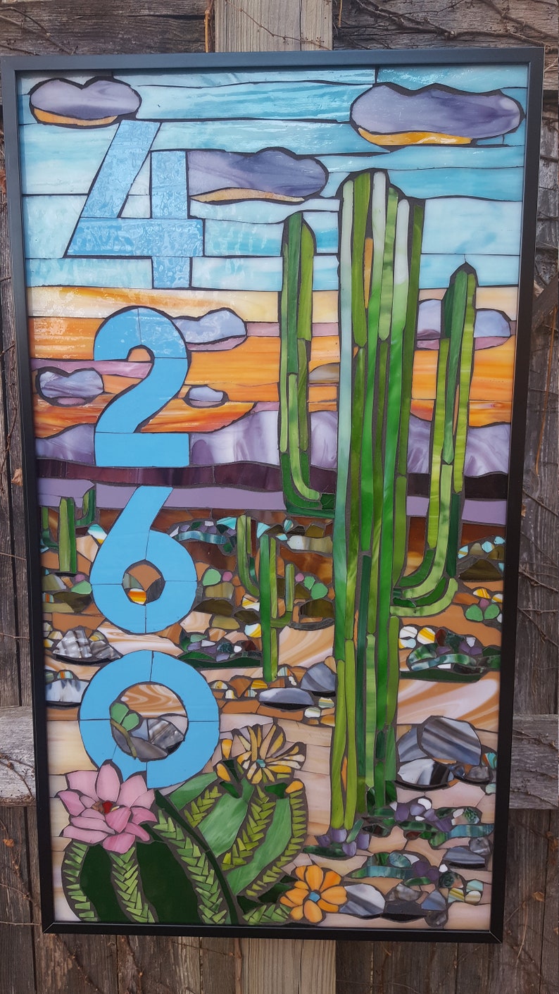 Custom House Numbers Stained Glass Mosaic image 2