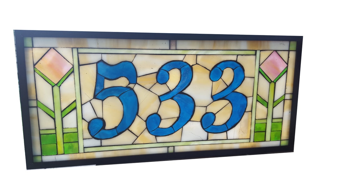 Custom House Numbers Stained Glass on Glass Mosaic Etsy