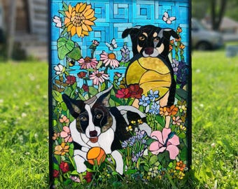 Custom Pet Portrait in Stained Glass Mosaic