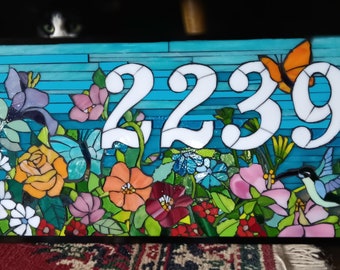Custom House Numbers Stained Glass Mosaic