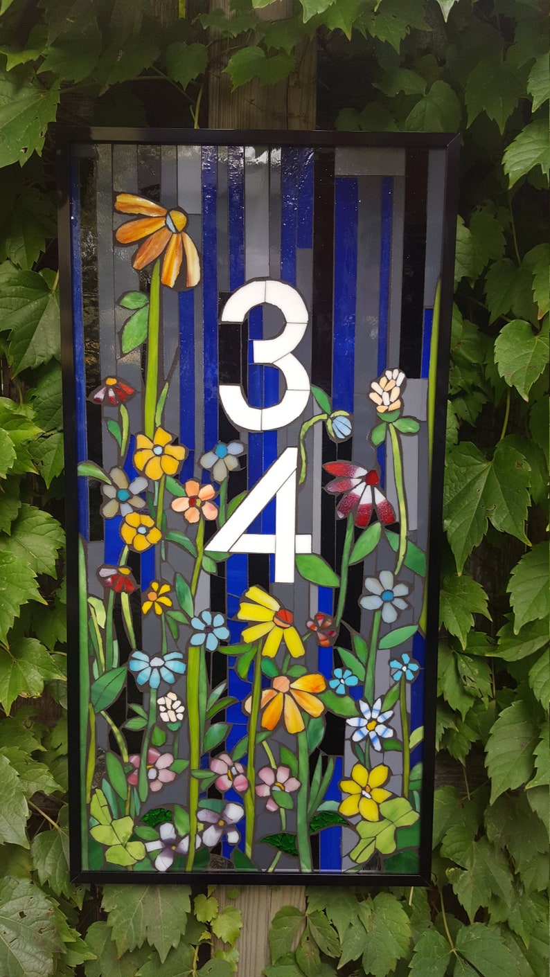 Custom House Numbers Stained Glass Mosaic Etsy