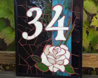 Custom Stained Glass Mosaic House Number Plaque