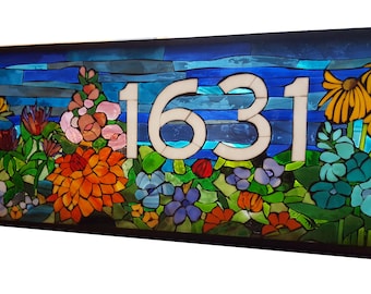 Custom House Numbers Stained Glass Mosaic