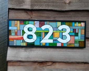 Custom Stained Glass Mosaic House Number Plaque