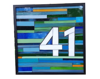 Custom House Numbers in Stained Glass Mosaic