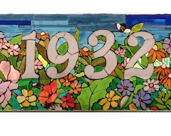 Custom House Numbers Stained Glass Mosaic