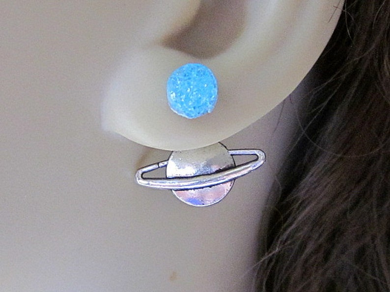 Saturn Earrings Reverse Earrings Double Sided Earrings Etsy