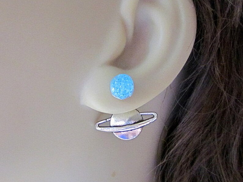 Saturn Earrings Reverse Earrings Double Sided Earrings Etsy