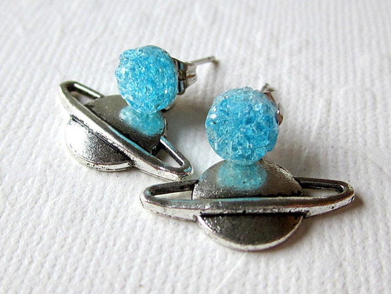 Saturn Earrings Reverse Earrings Double Sided Earrings Etsy