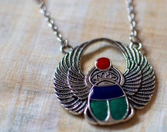 Egyptian scarab, Egyptian beetle necklace