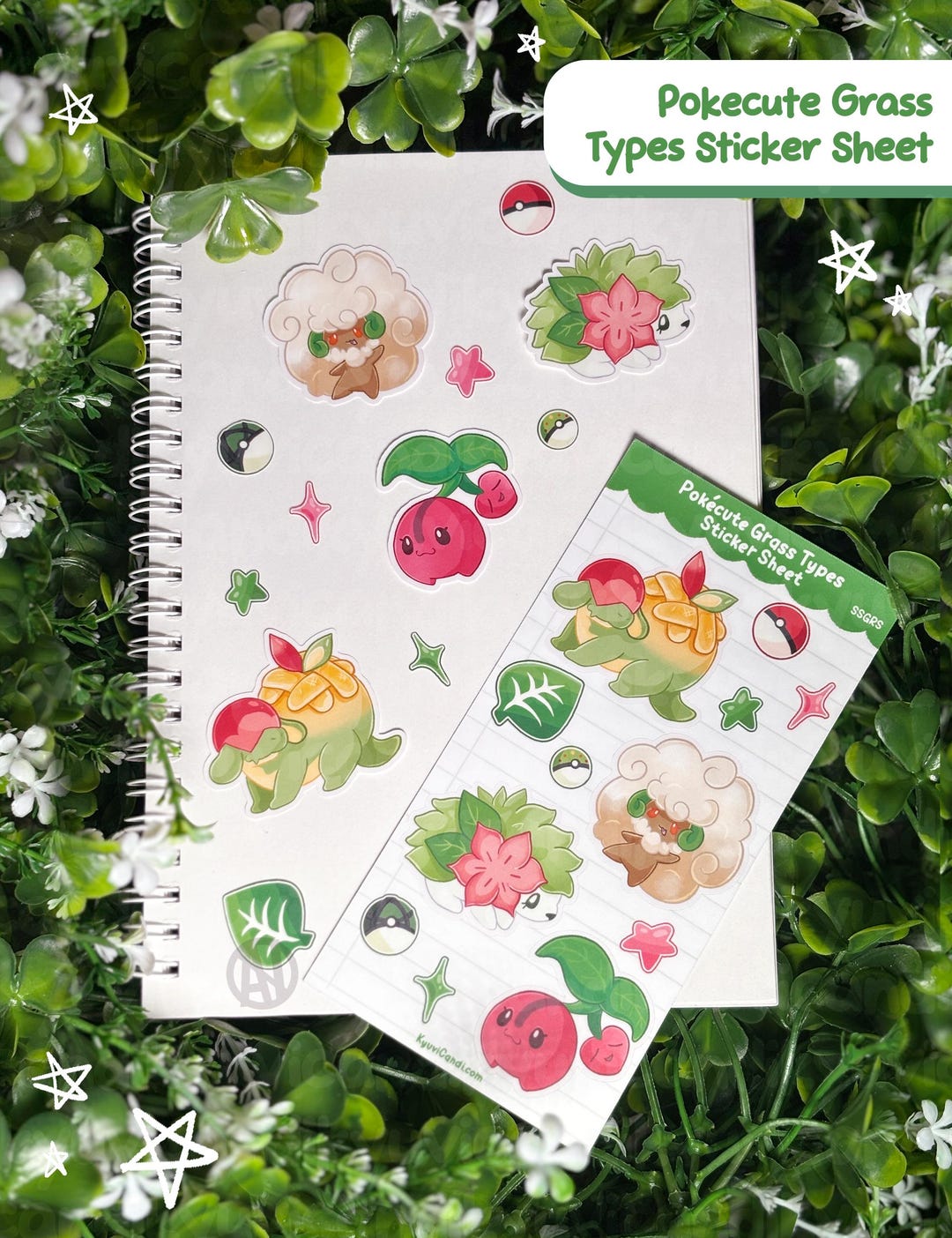 Pokecute Grass Types | Matte Sticker Sheet - Etsy