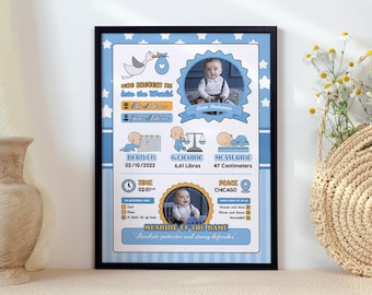 Baby Frame Bundle | 5 Editable Photoshop Templates | Baby Shower, Gender Reveal, Birth Announcement | PSD Instant Download