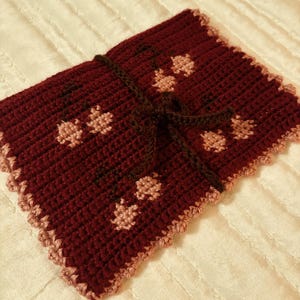 Crochet Cherry Themed Book Sleeve – Handmade Padded Case for Kindle or Books