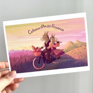Impressão artística de encontro com burro | Arte de parede fofa para casal, piquenique romântico, encontro com pôr do sol, bicicleta, arte animal, impressão de cartão postal fofo