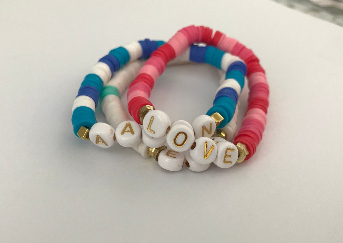 Personalized Vinyl Disc Bead Bracelet - Etsy New Zealand